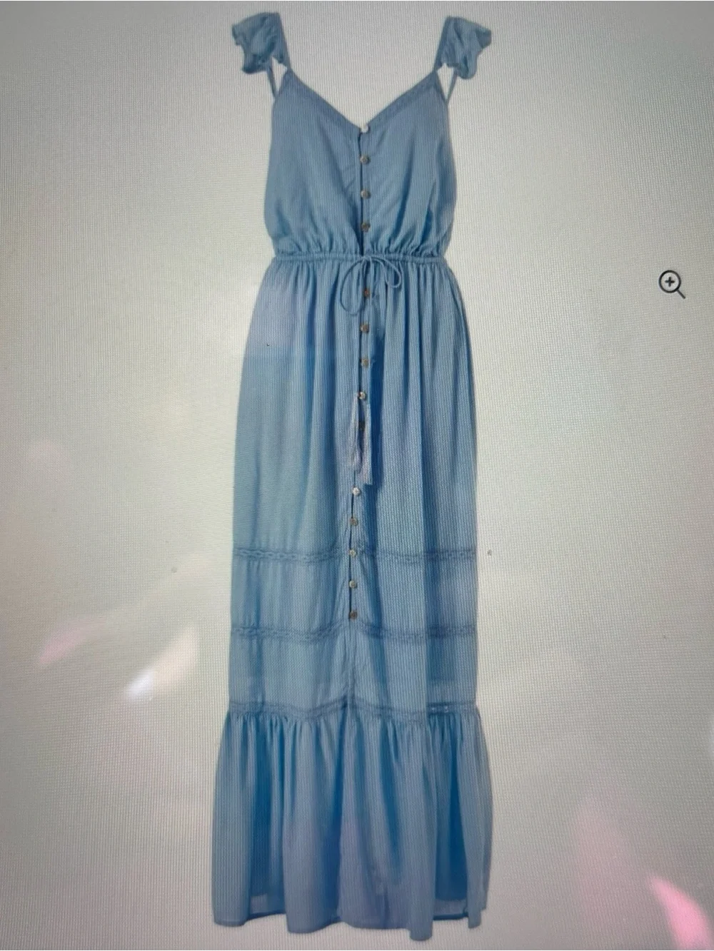 Melissa Odabash Light Blue Ruffle-Shoulder Button-Front Maxi Dress - Picture 2 of 9